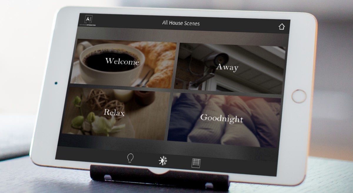 ipad with personalised scenes for home automation